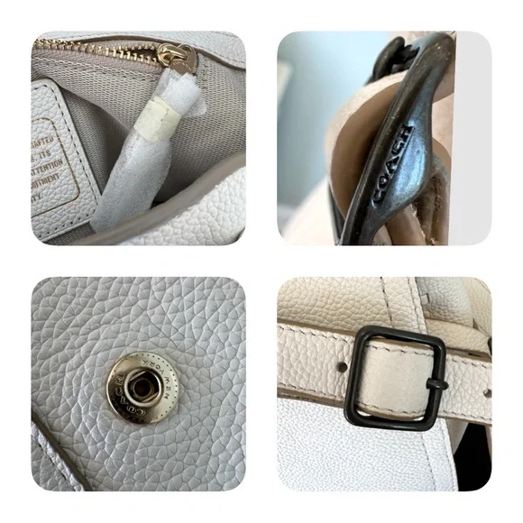Coach Soft White Pebble Leather Crossbody with Gold Chain Trim. NWOT Medium SZ - Picture 15 of 16